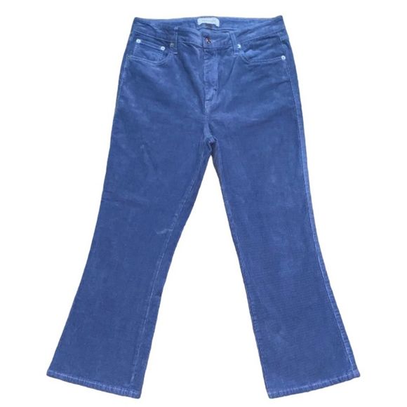 Popsugar Stone Wash Blue High-Waisted Kick Flare Flared Corduroy Pants Size 12 - Picture 6 of 14